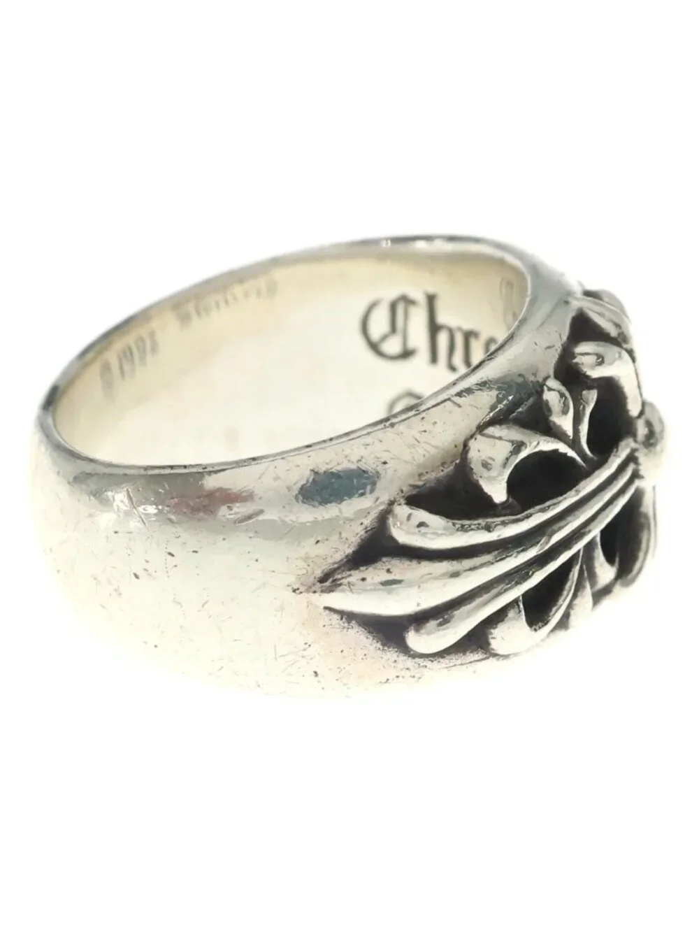 Chrome Hearts Flrl Crs Floral Cross Ring Silver